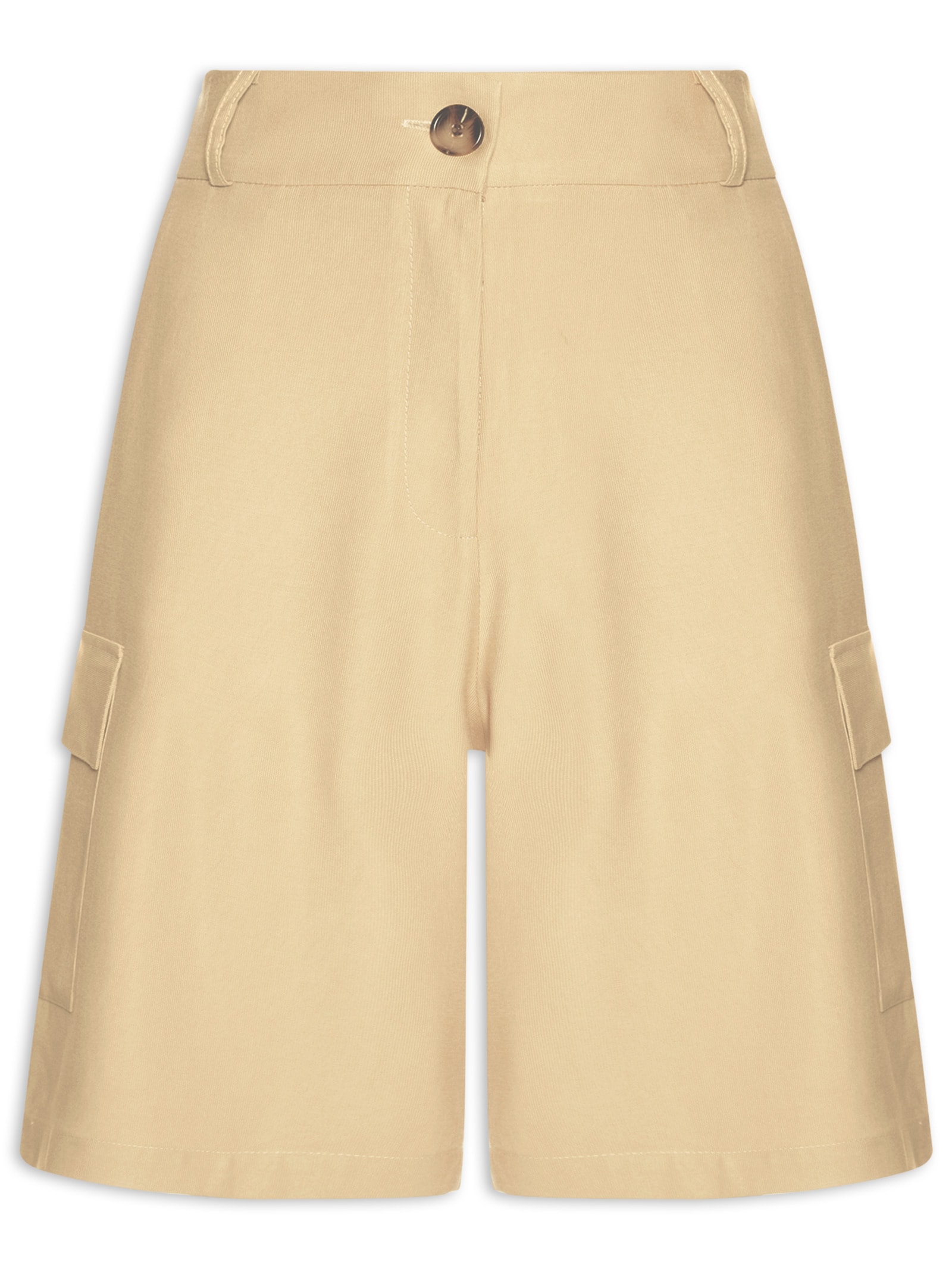 Bermuda Feminina Com Bolsos Laterais Bege '2Essential