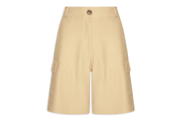 Bermuda Feminina Com Bolsos Laterais - Bege