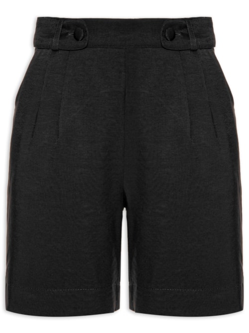Bermuda Feminina Com Lapelas Laterais Highline – Preto