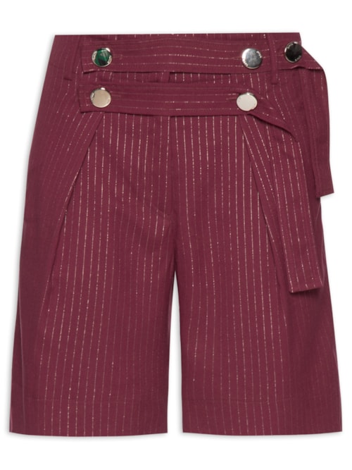 Bermuda Feminina com Listras Metalizadas – Vinho