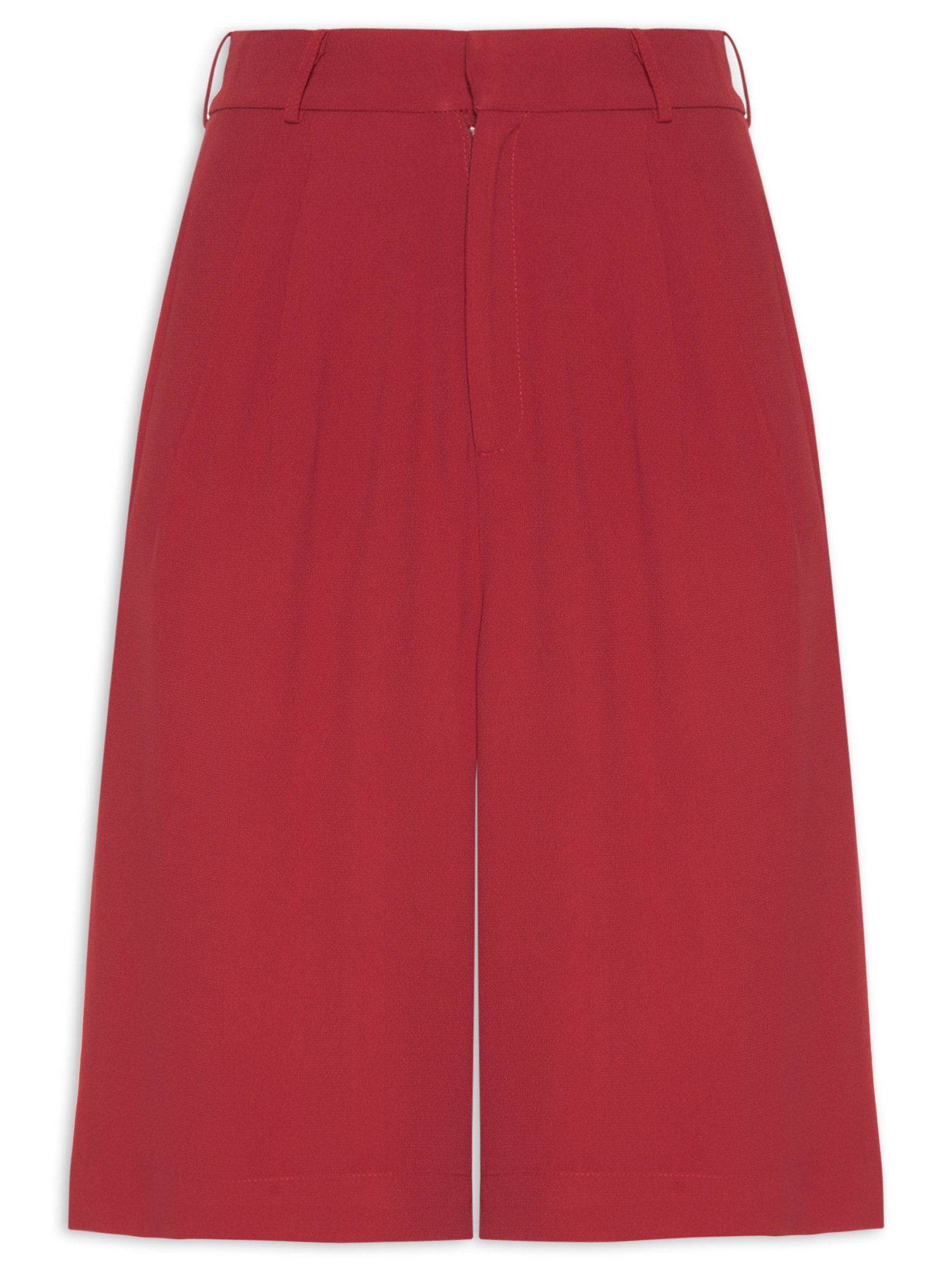 Bermuda Feminina Cós com Transpasse em Crepe Vermelho '2Essential