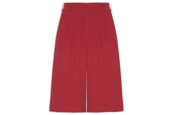 Bermuda Feminina Cós com Transpasse em Crepe - Vermelho