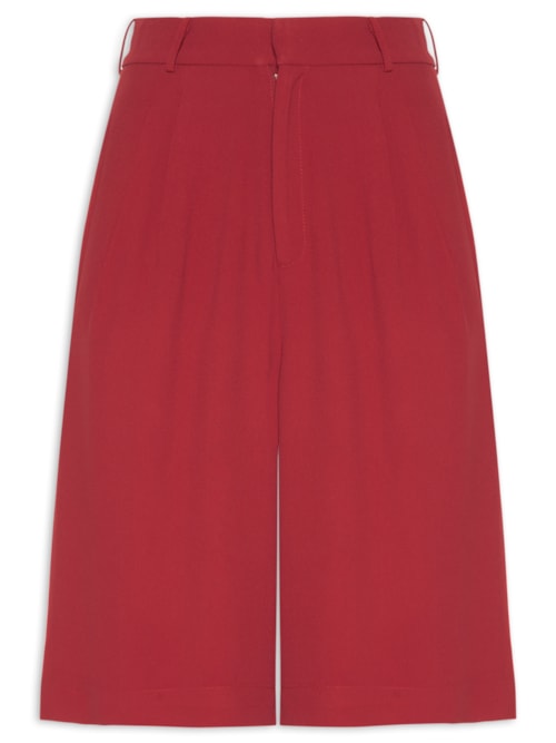Bermuda Feminina Cós com Transpasse em Crepe – Vermelho