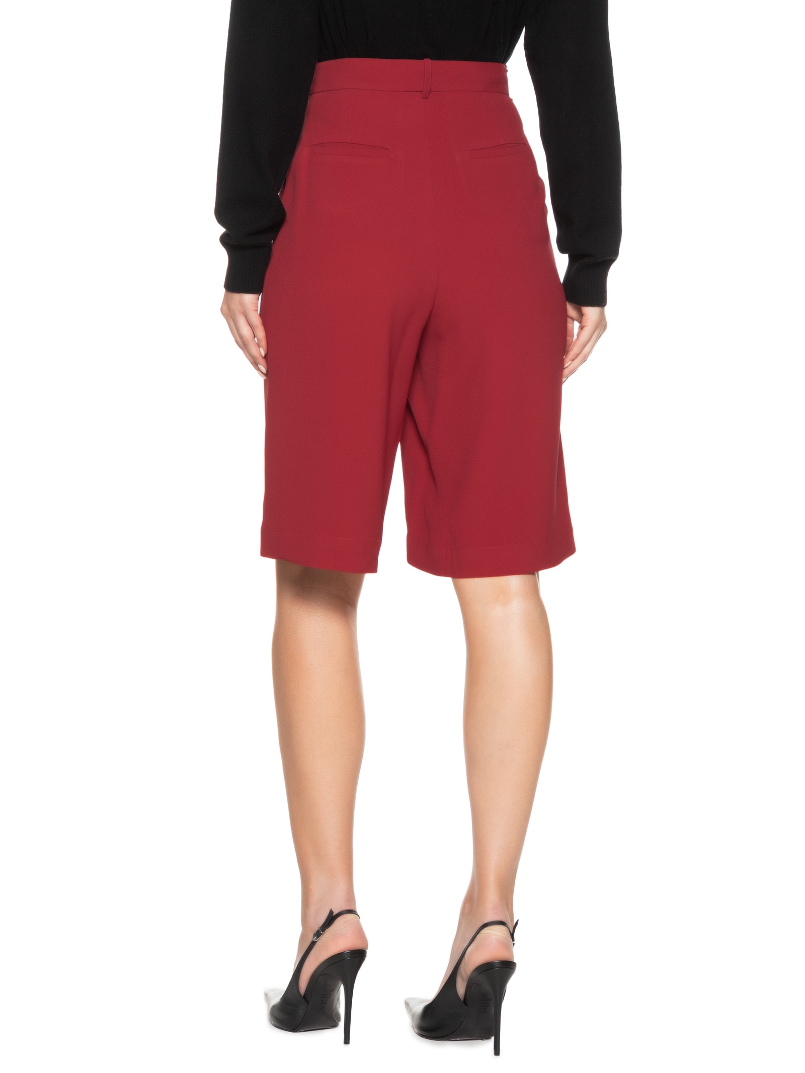 Bermuda Feminina Cós com Transpasse em Crepe Vermelho '2Essential