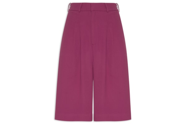 Bermuda Feminina Cós com Transpasse em Crepe - Vinho