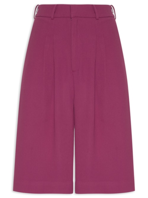 Bermuda Feminina Cós com Transpasse em Crepe – Vinho