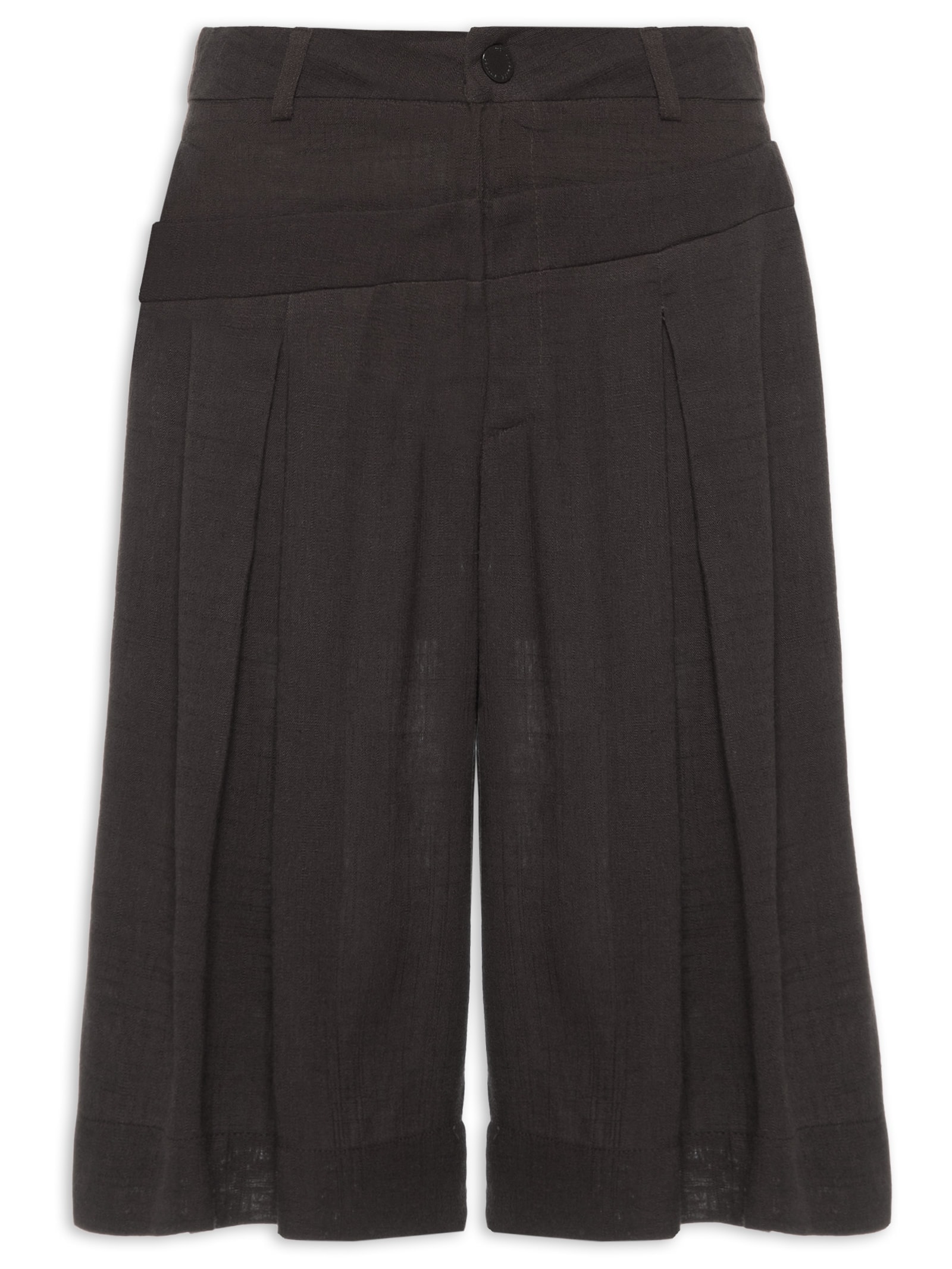 Bermuda Feminina Cós Duplo Com Linho Marrom My Favorite