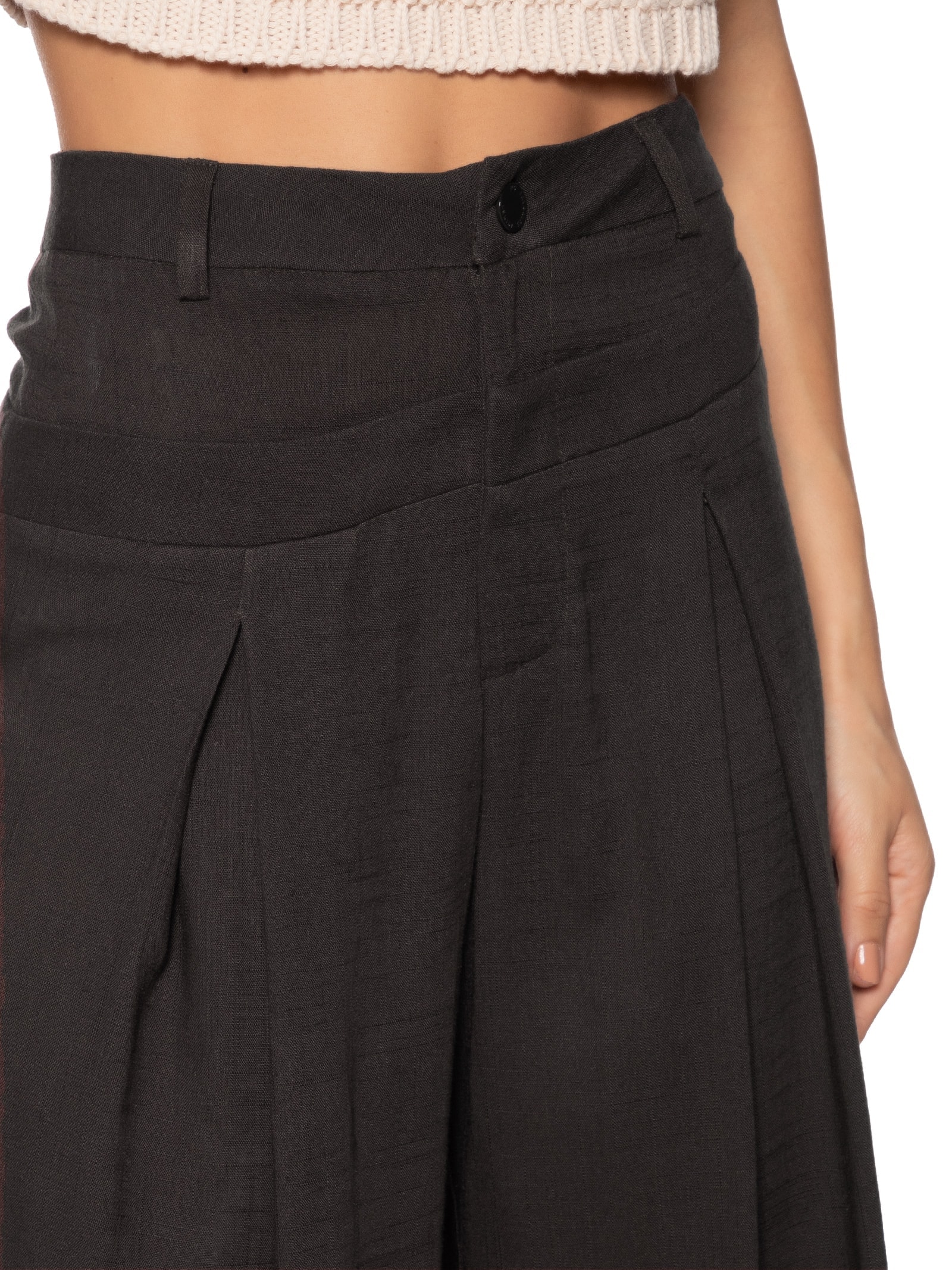 Bermuda Feminina Cós Duplo Com Linho Marrom My Favorite