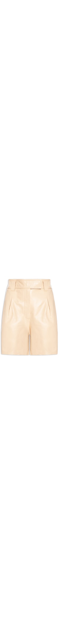 Bermuda Feminina De Couro Pregas - Bege