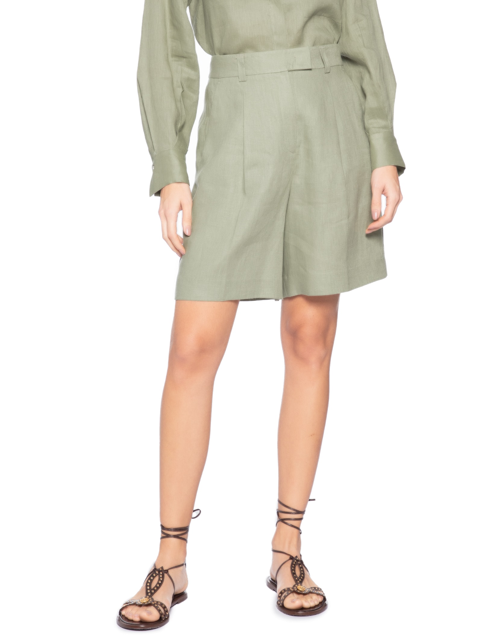 Bermuda Feminina De Linho Color Verde Animale