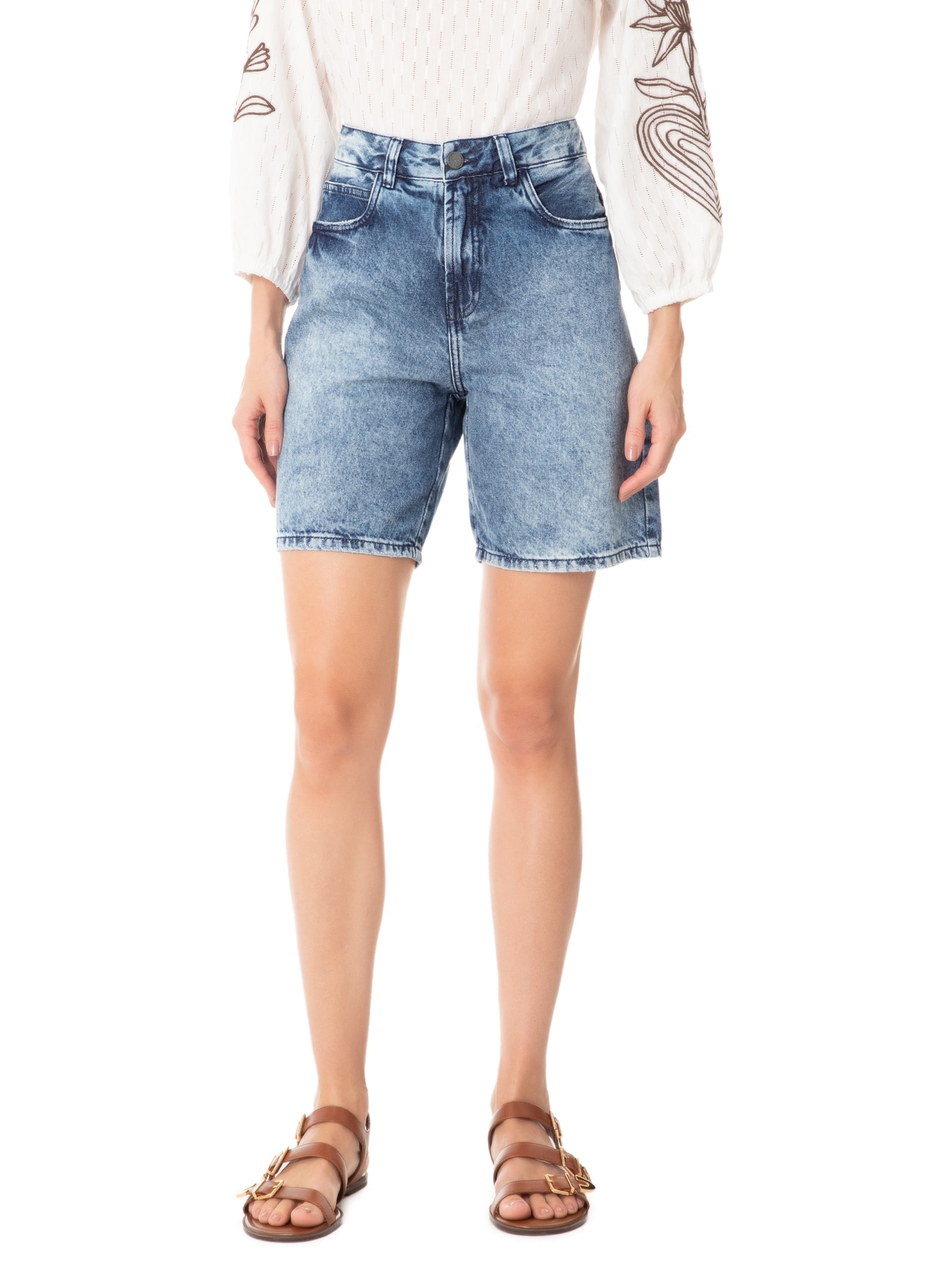 Bermuda Feminina Jeans Azul Cantão