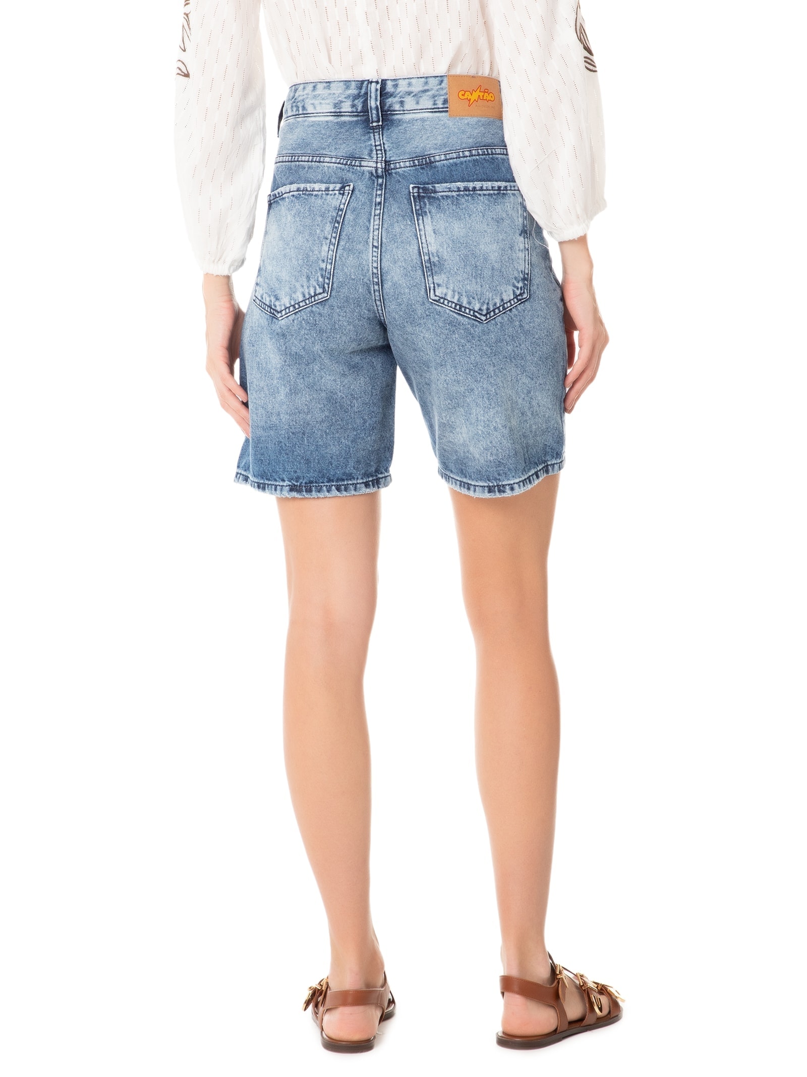 Bermuda Feminina Jeans Azul Cantão