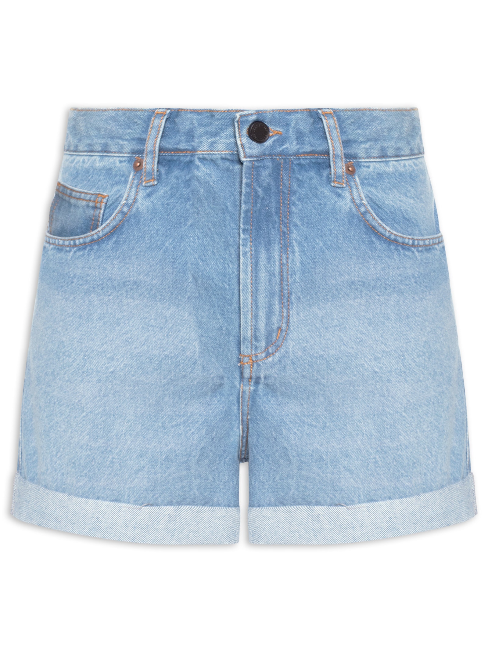 Bermuda Feminina Jeans Barra Dobrada Azul Maria Filó