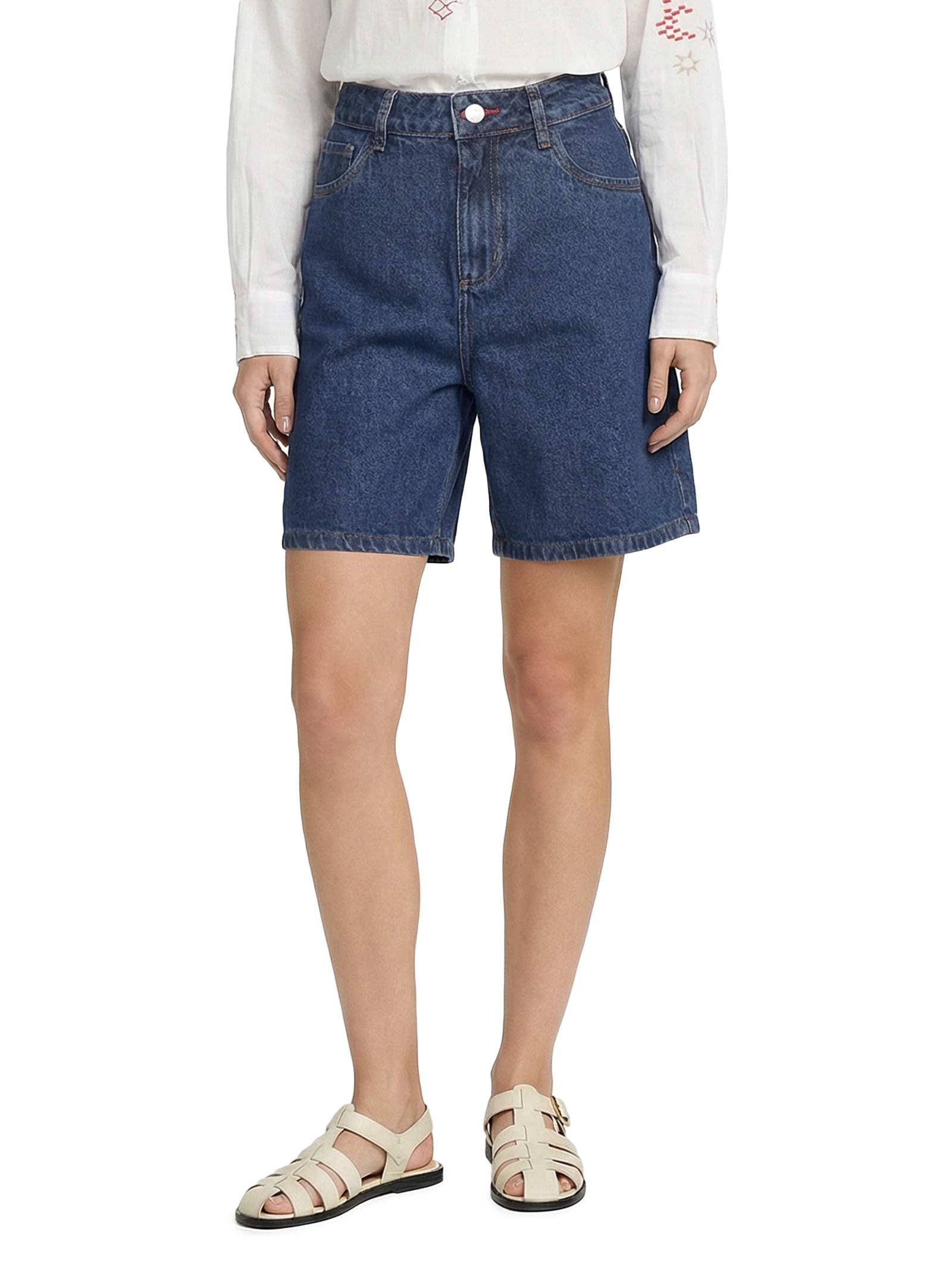 Bermuda Feminina Jeans Basic Azul Cantão