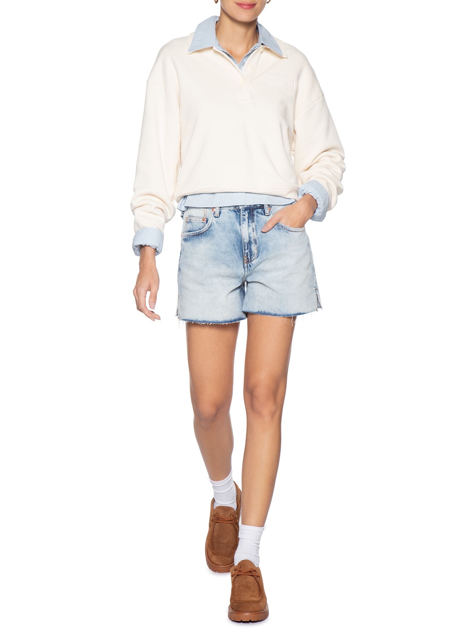 Bermuda Feminina Jeans Basic Fenda Lateral Azul Animale Jeans