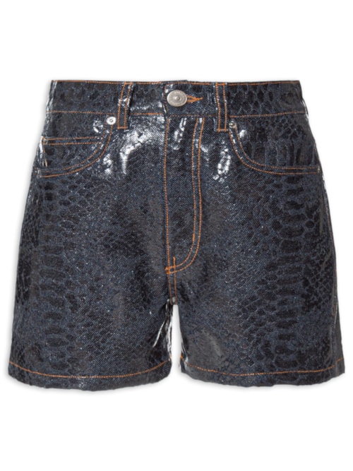 Bermuda Feminina Jeans Basic Foil Em Cobra – Azul