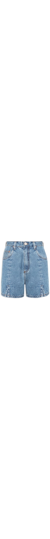 Bermuda Feminina Jeans Basic Midi Fenda Frontal - Azul