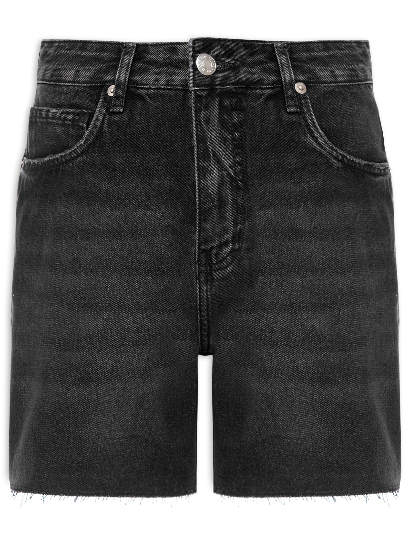 Bermuda Feminina Jeans Black Used Barra a Fio Preto Maria Filó