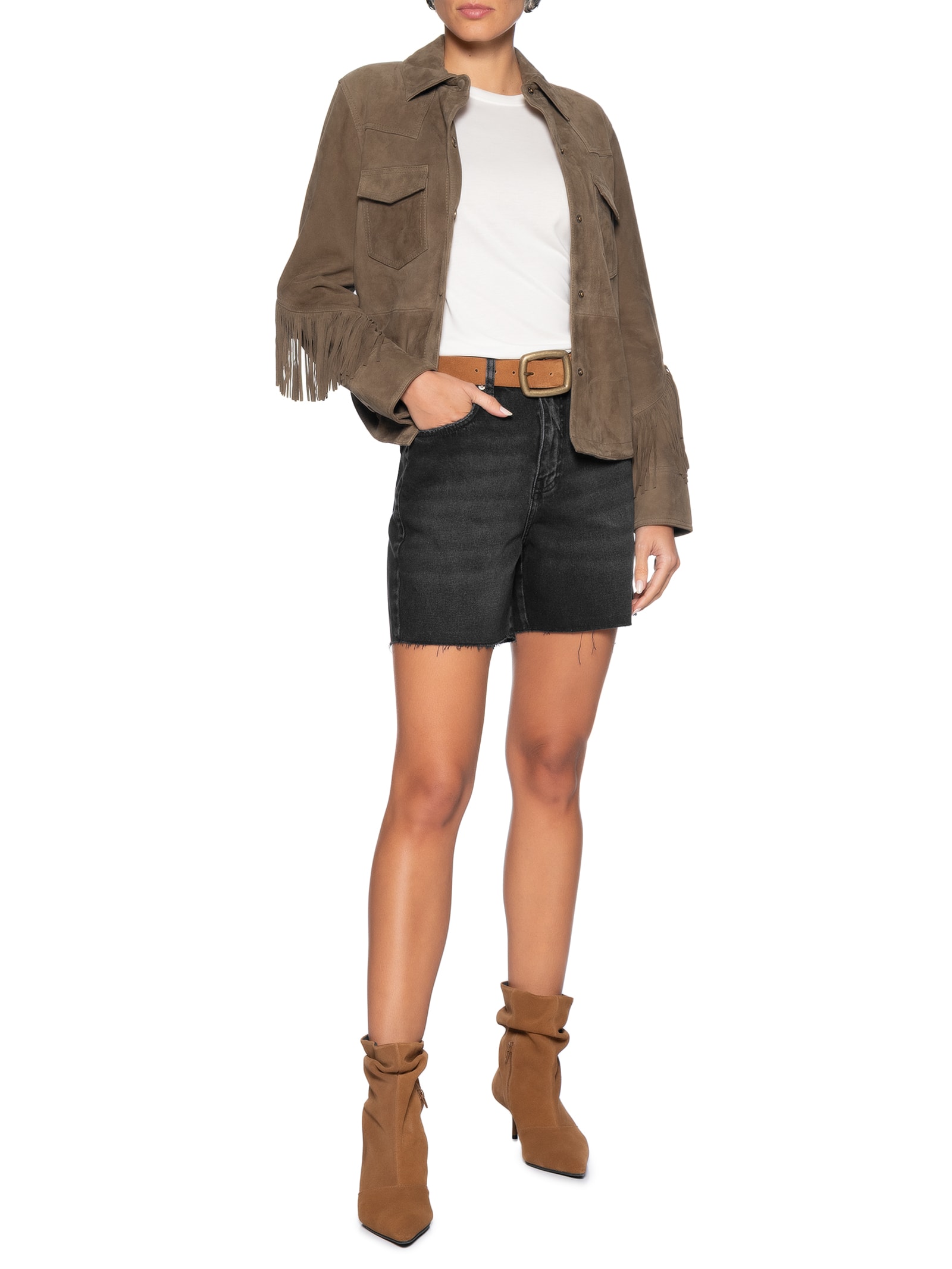 Bermuda Feminina Jeans Black Used Barra a Fio Preto Maria Filó
