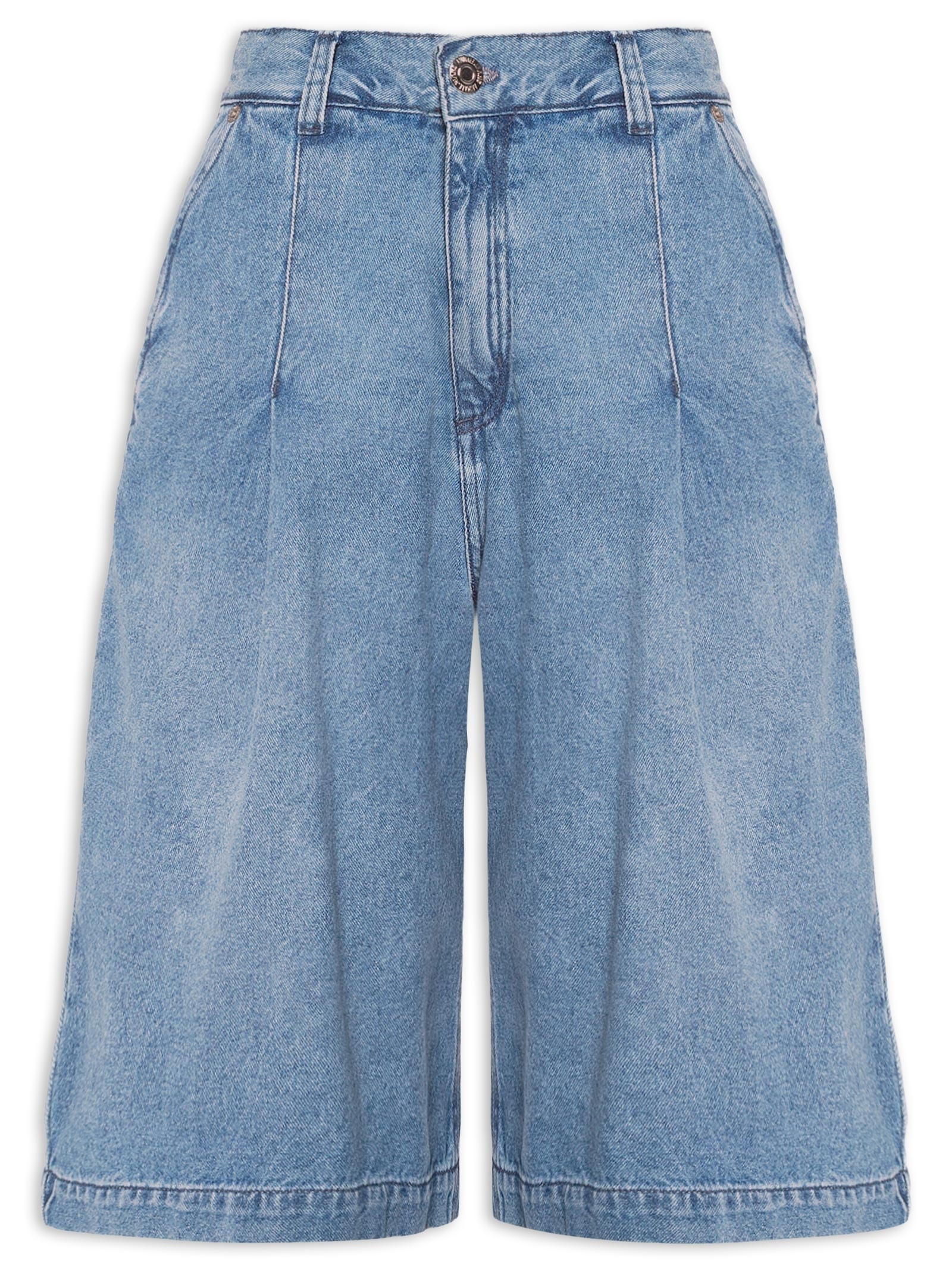  Bermuda Feminina Jeans Blue Pregas Azul Animale Jeans