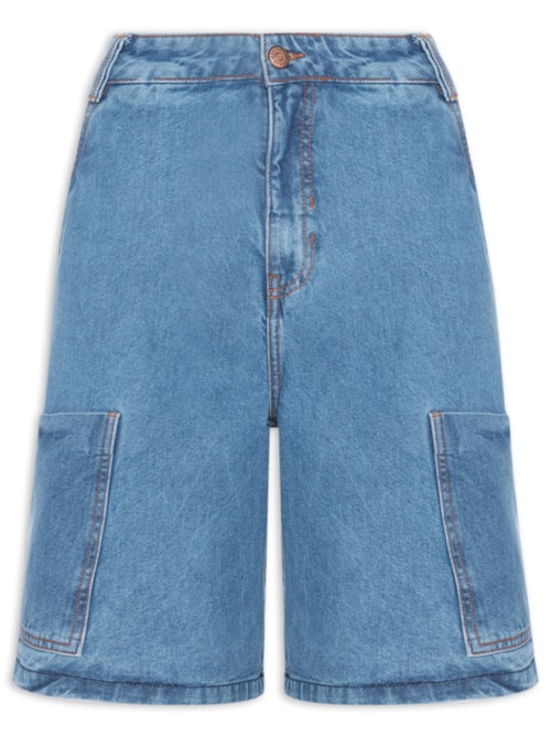Bermuda Feminina Jeans Bolsos – Azul