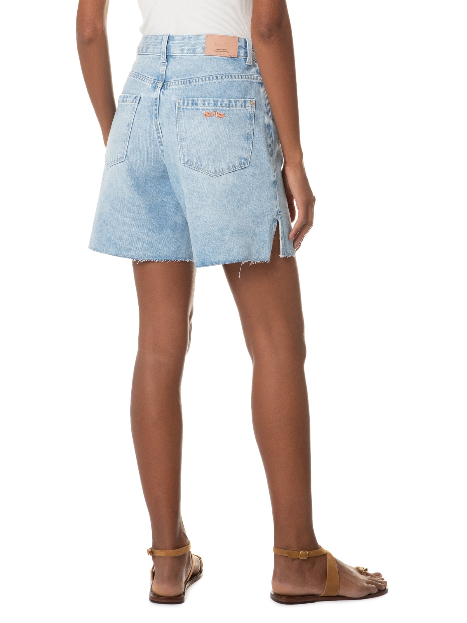 Bermuda Feminina Jeans Cintura Alta Azul Lez A Lez