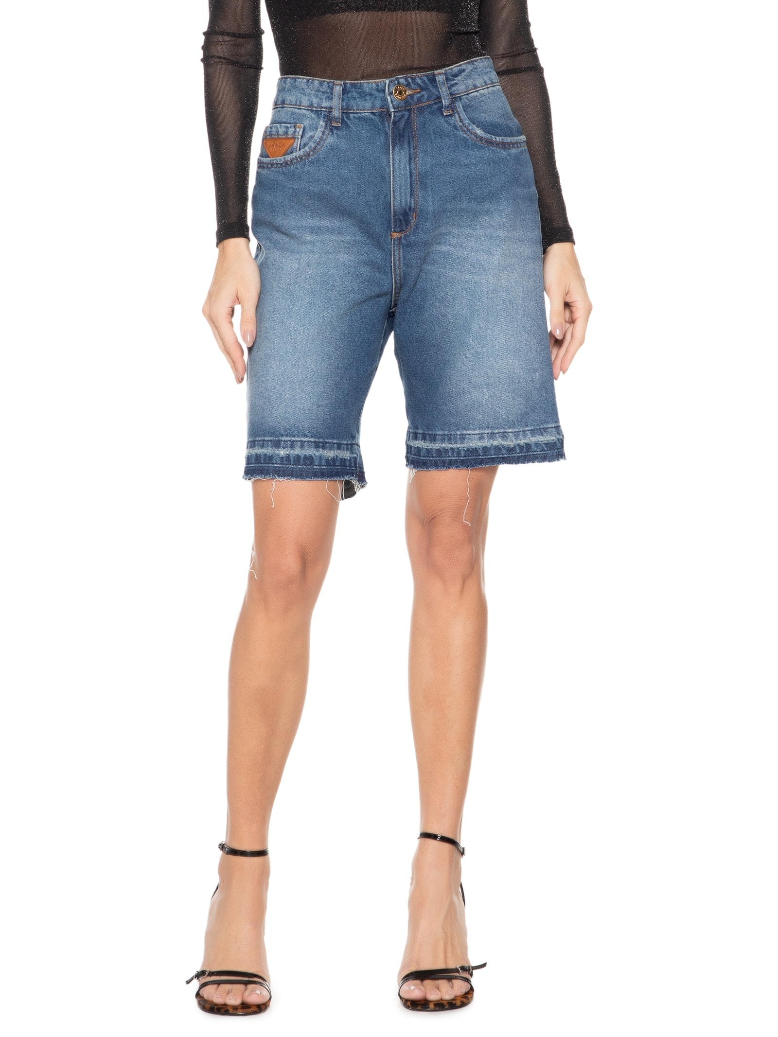 Bermuda Feminina Jeans Comfort Super High Azul Lança Perfume