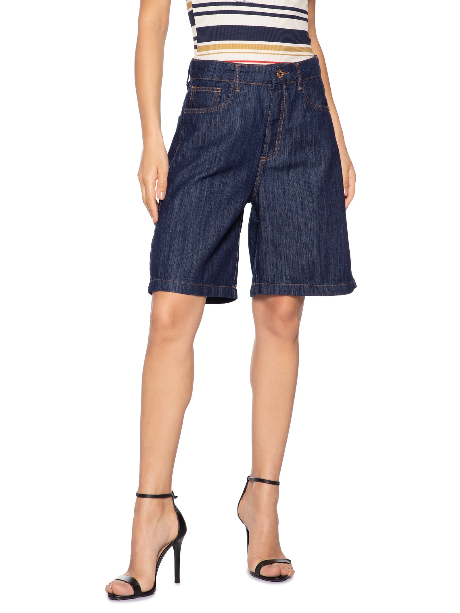 Bermuda Feminina Jeans Comfort Super High Azul Lança Perfume