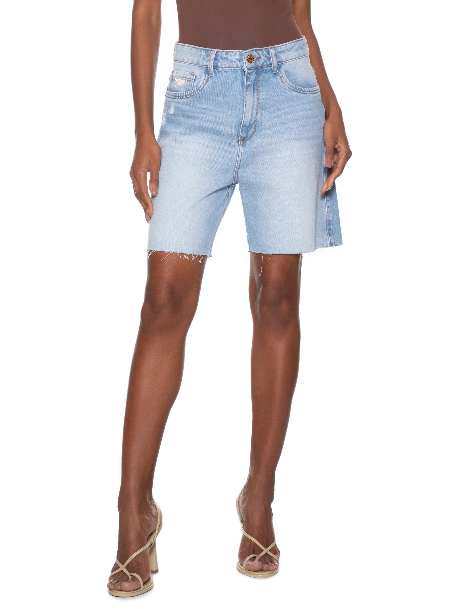 Bermuda Feminina Jeans Comfort Super High Azul Lança Perfume