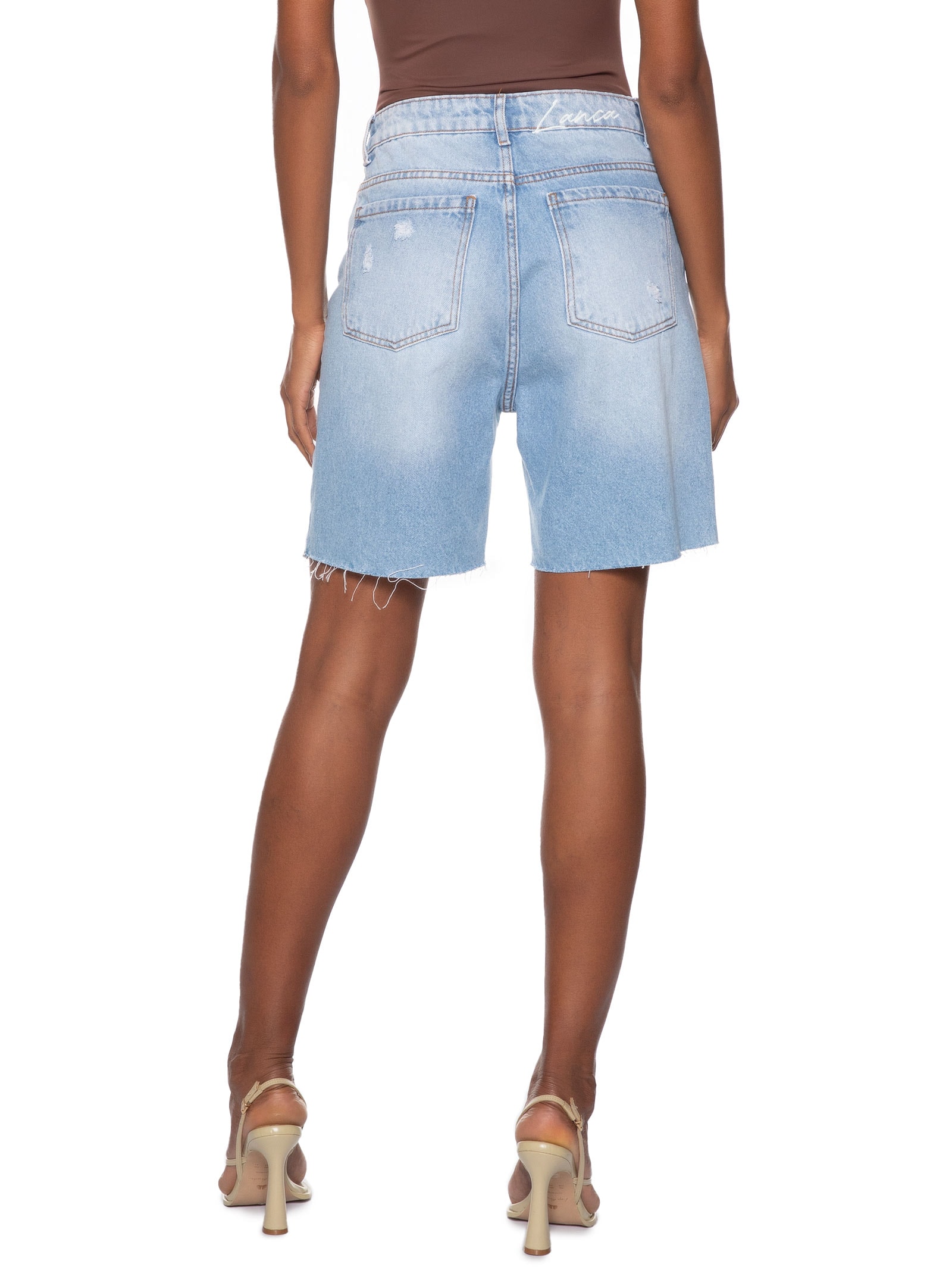 Bermuda Feminina Jeans Comfort Super High Azul Lança Perfume