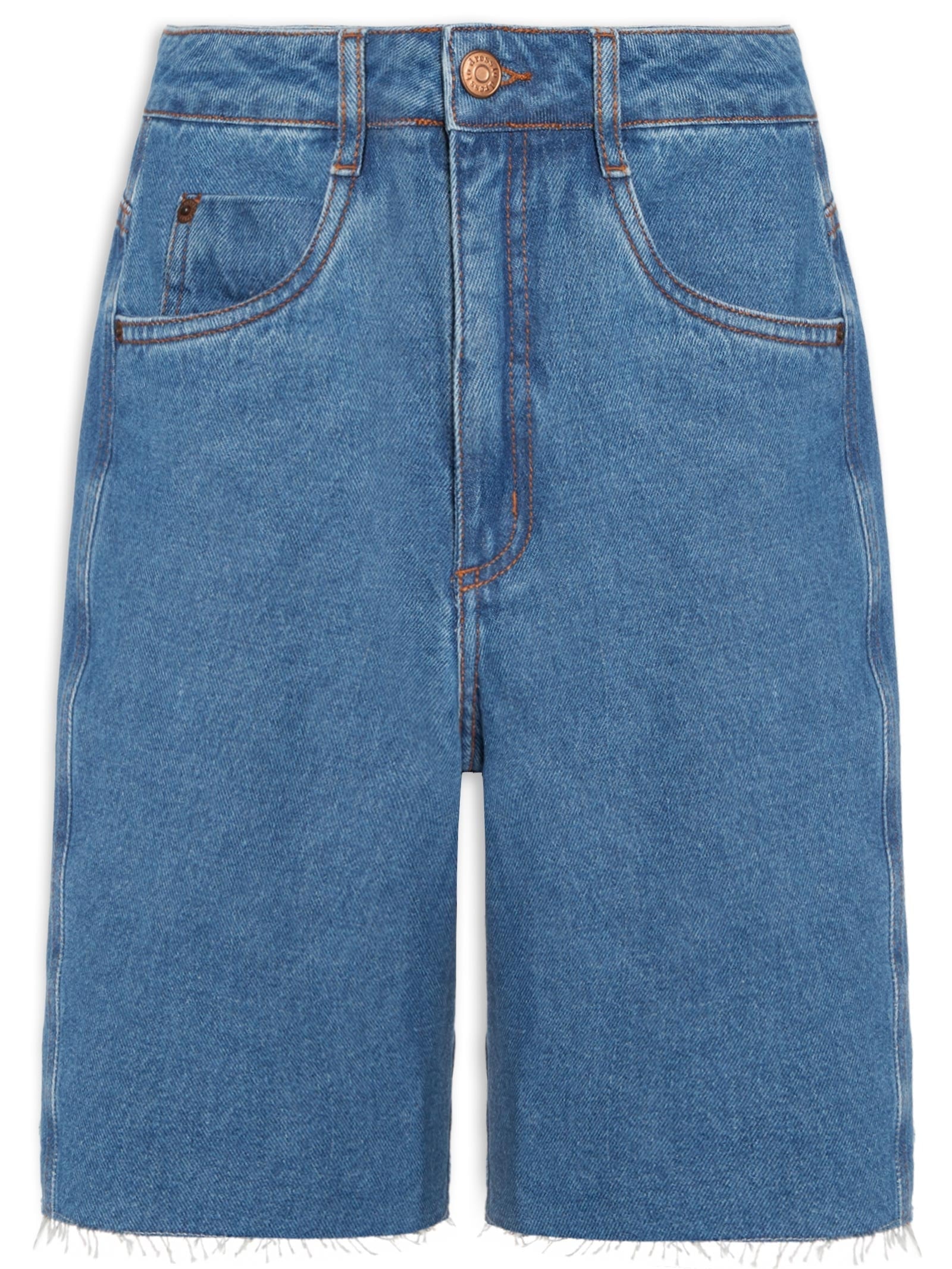 Bermuda Feminina Jeans Costura Deslocada Azul Dress To