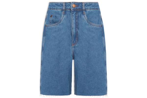Bermuda Feminina Jeans Costura Deslocada - Azul
