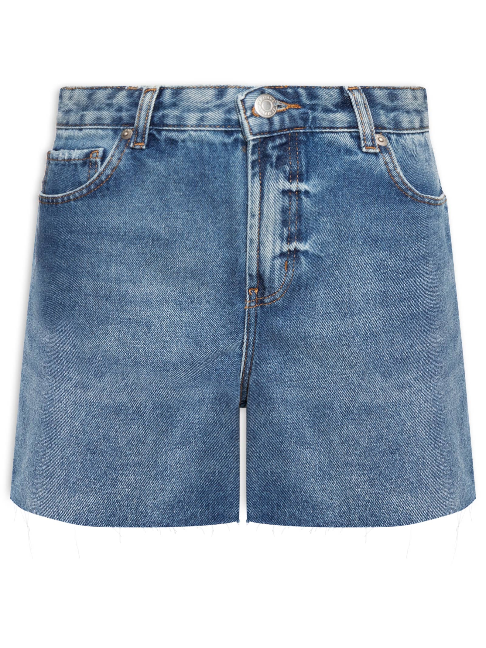 Bermuda Feminina Jeans Five Pockets Used Azul Maria Filó