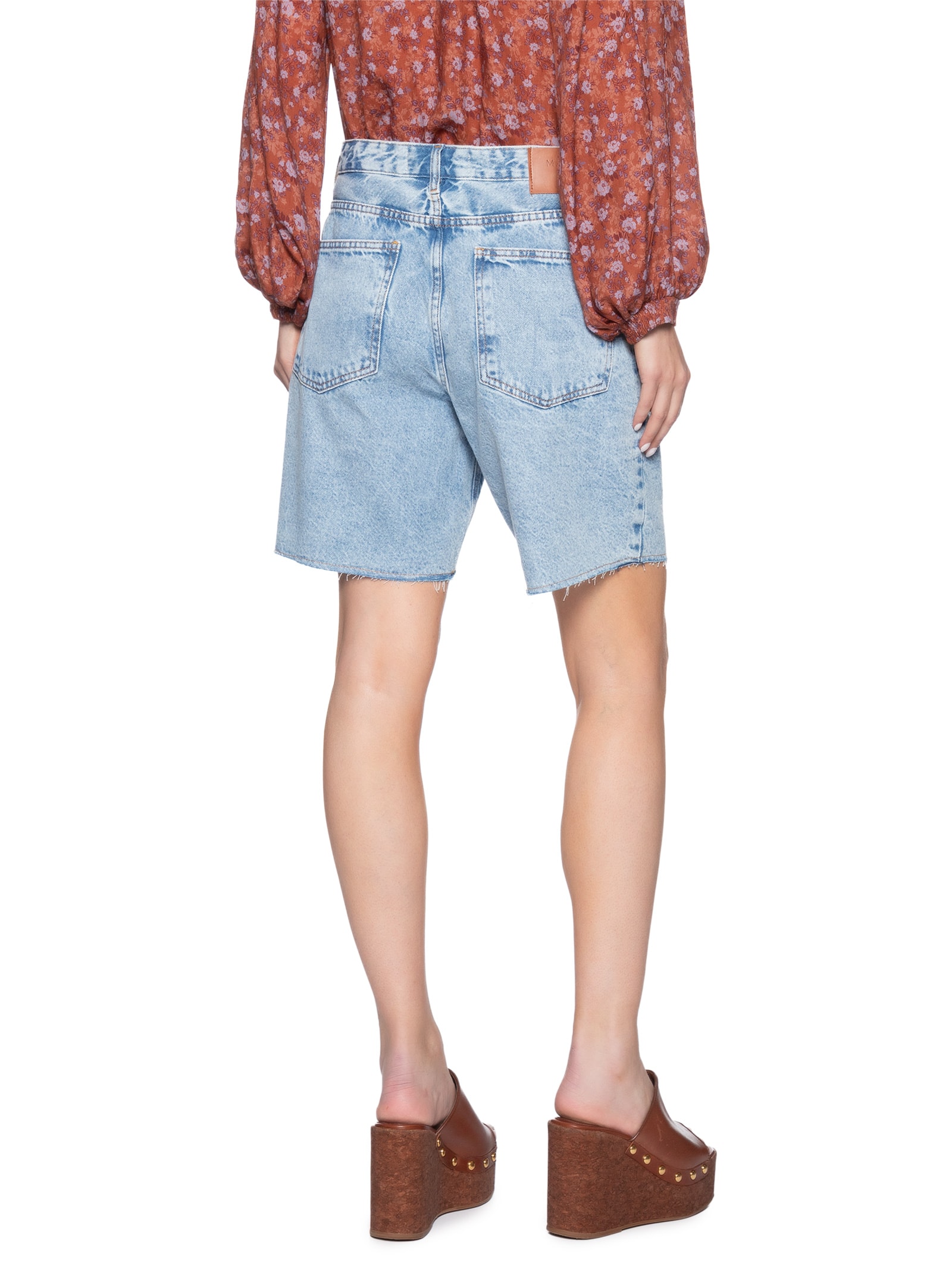 Bermuda Feminina  Jeans Five Pockets Used Azul Maria Filó