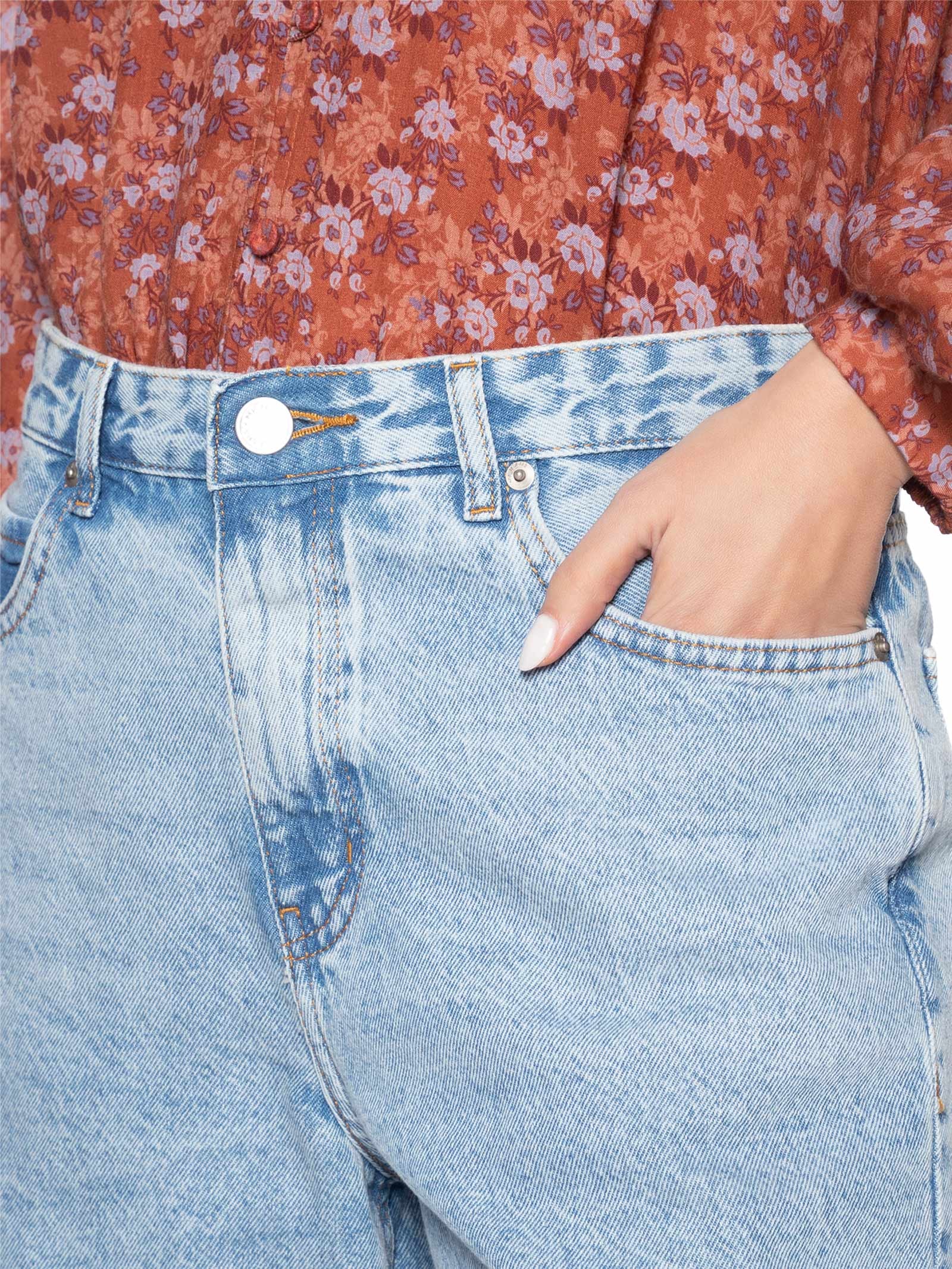 Bermuda Feminina  Jeans Five Pockets Used Azul Maria Filó