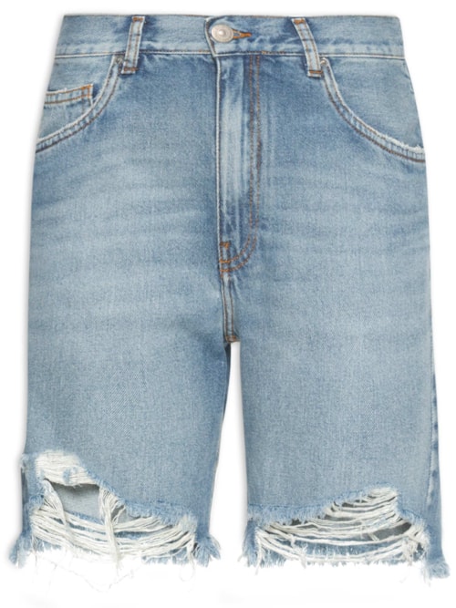 Bermuda Feminina Jeans Flashback Destroyed – Azul