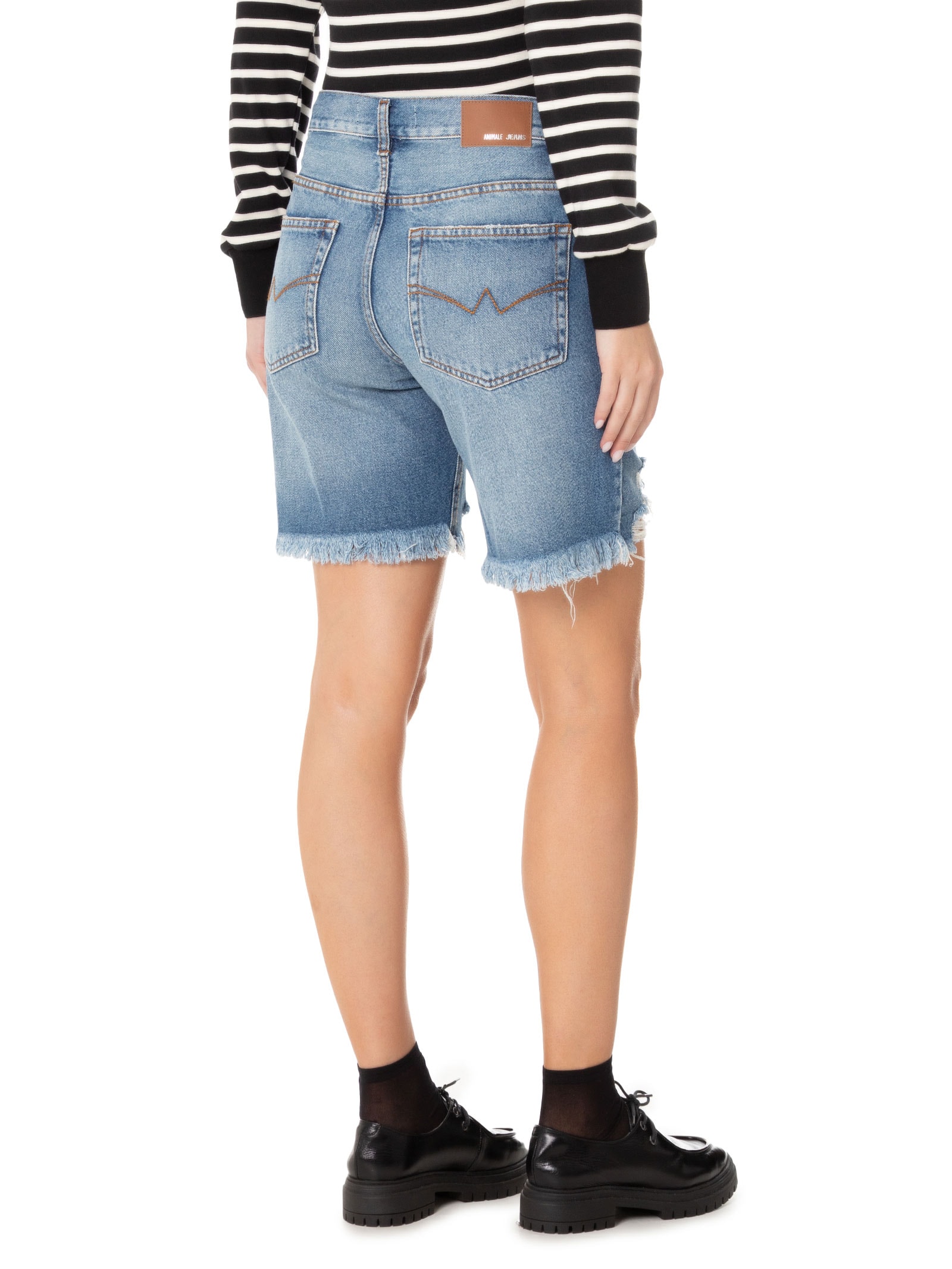 Bermuda Feminina Jeans Flashback Destroyed Azul Animale Jeans