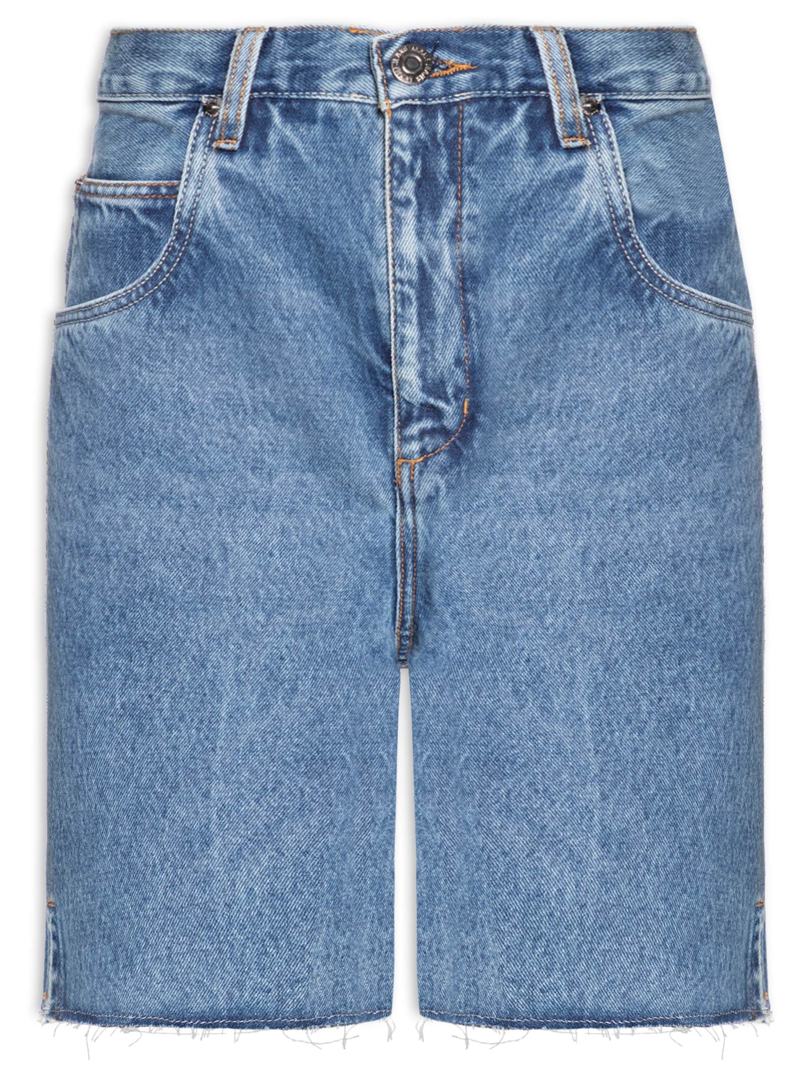 Bermuda Feminina Jeans Log Rise Barra A Fio Azul Animale Jeans