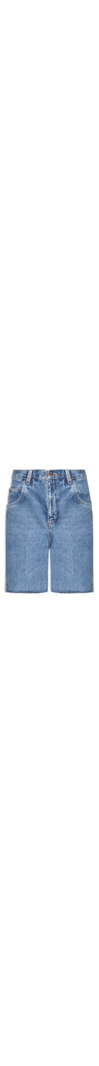 Bermuda Feminina Jeans Log Rise Barra A Fio - Azul