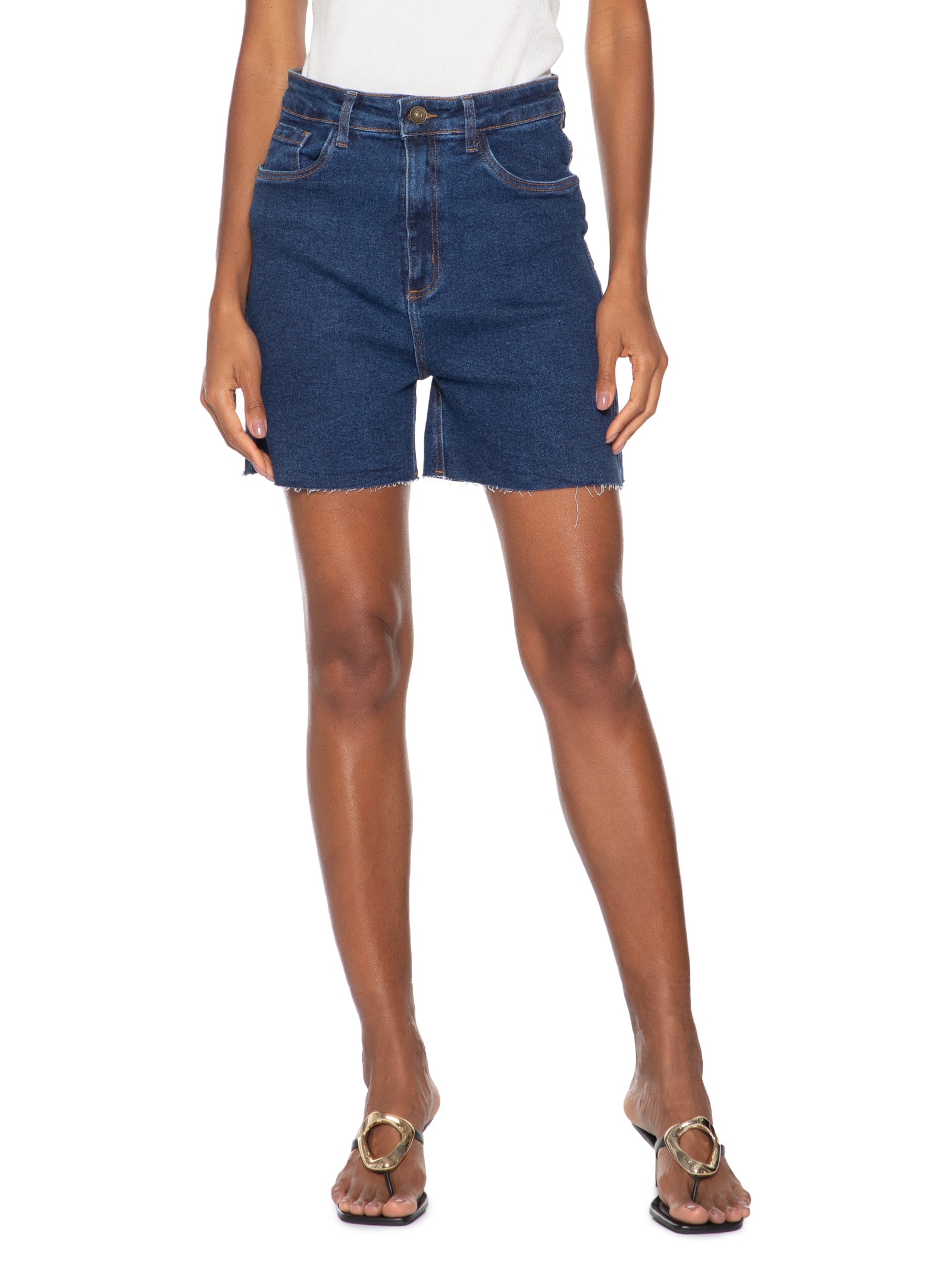 Bermuda Feminina Jeans Mom Super High Azul Lança Perfume