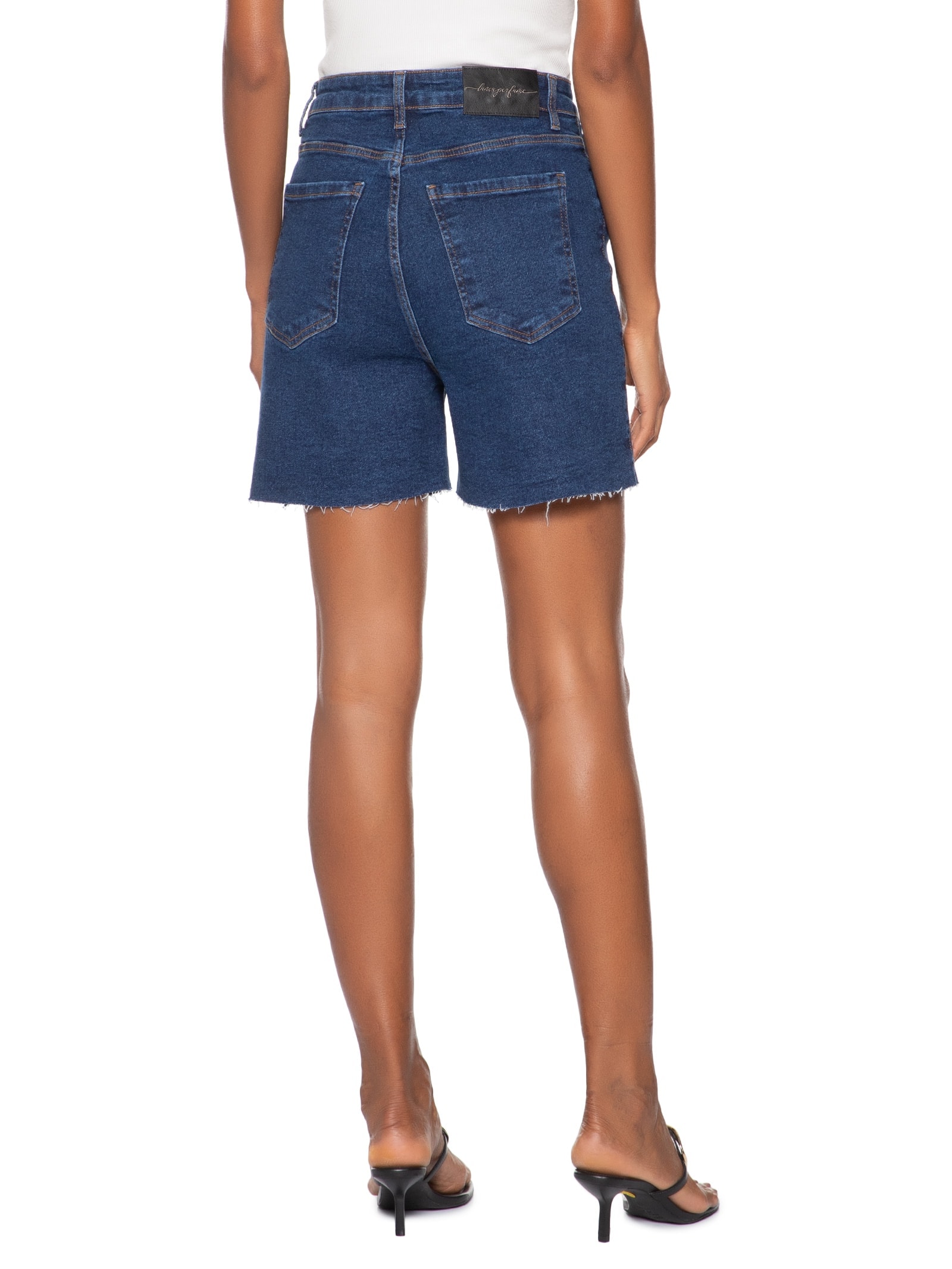 Bermuda Feminina Jeans Mom Super High Azul Lança Perfume