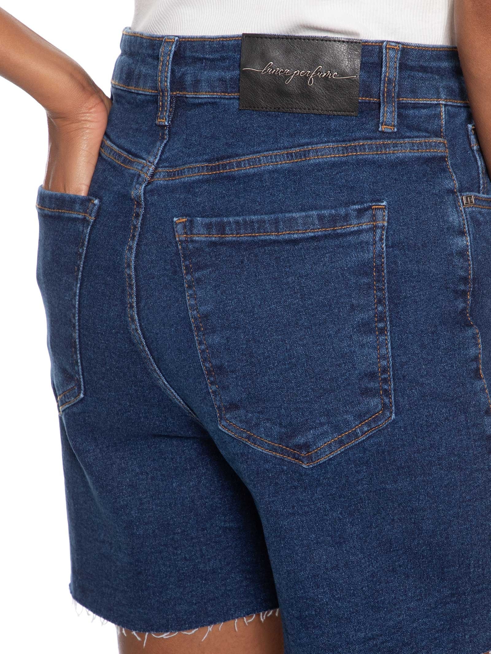 Bermuda Feminina Jeans Mom Super High Azul Lança Perfume