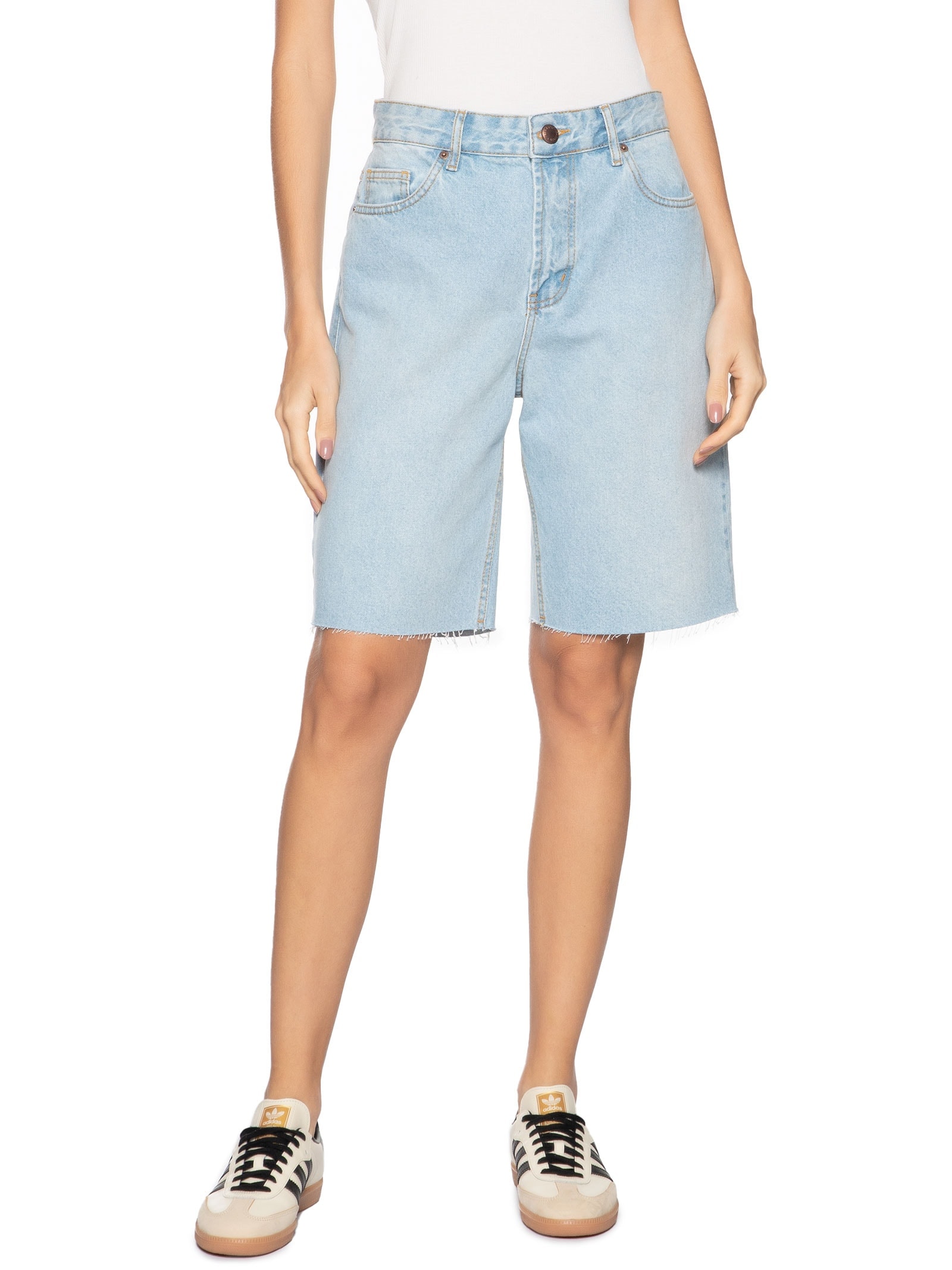  Bermuda Feminina Jeans Reta Azul Farm