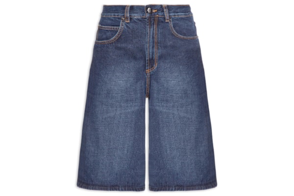 Bermuda Feminina Jeans Reta Basic - Azul
