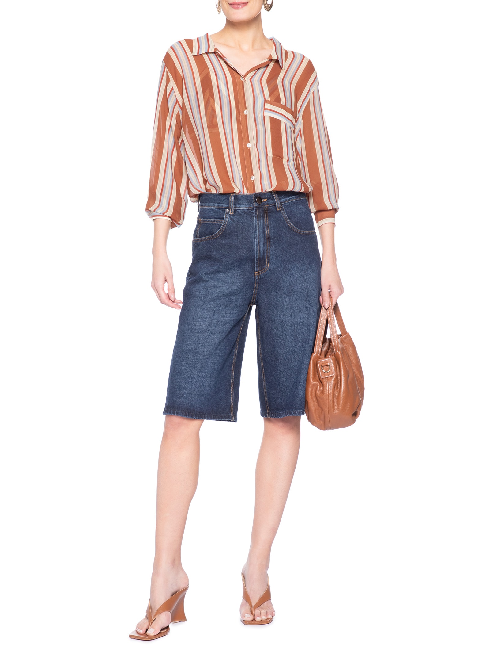 Bermuda Feminina Jeans Reta Basic Azul Animale