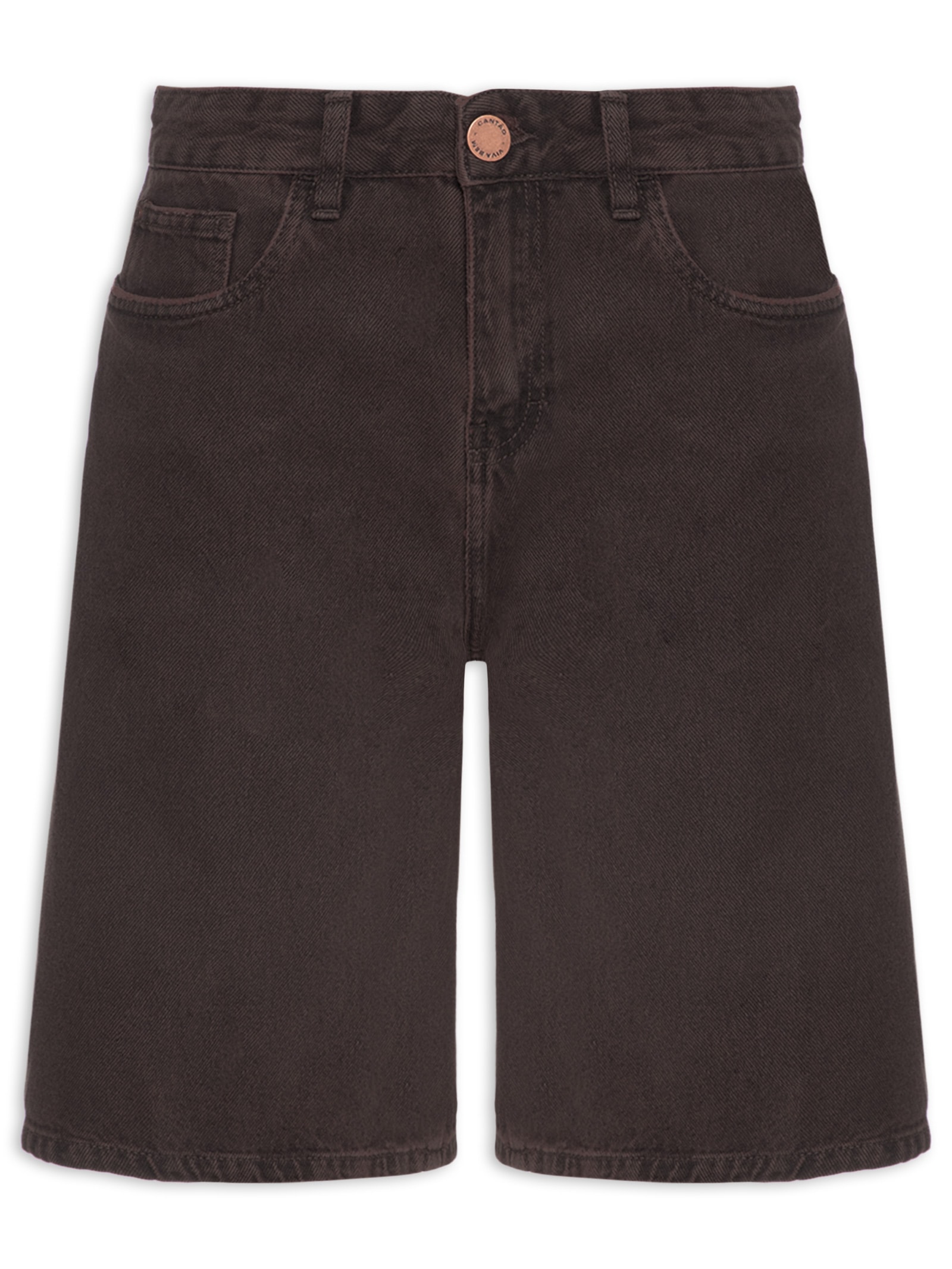 Bermuda Feminina Jeans Sobretinto Marrom Cantão