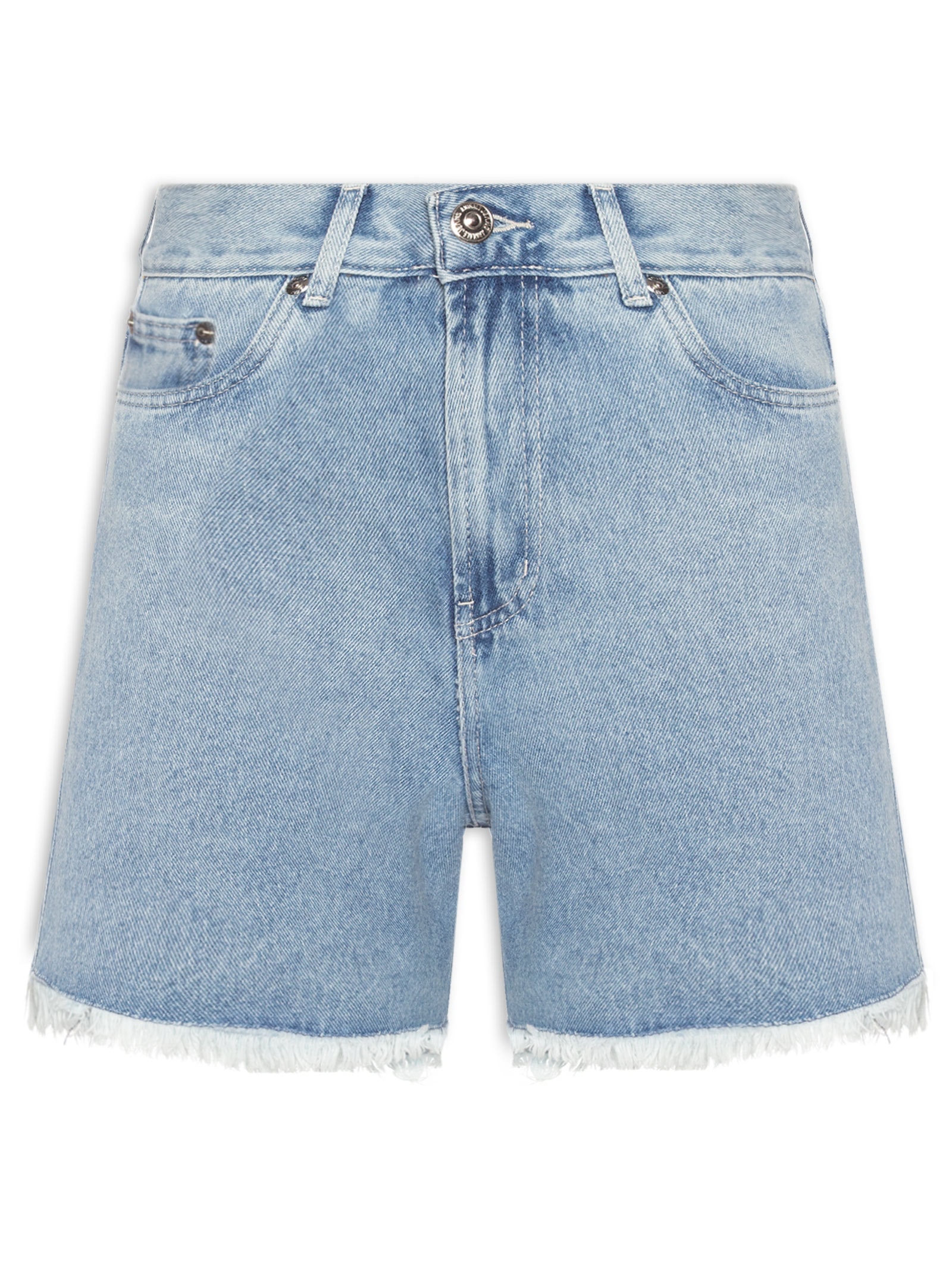 Bermuda Feminina Jeans Trapézio Rasgos Barra Azul Animale Jeans