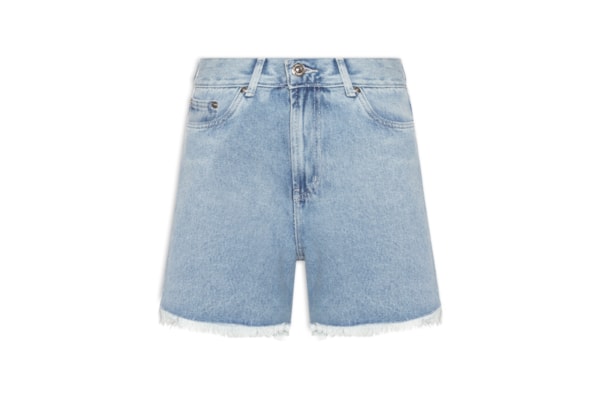 Bermuda Feminina Jeans Trapézio Rasgos Barra - Azul