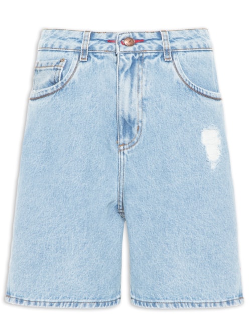 Bermuda Feminina Jeans Zig Lateral – Azul