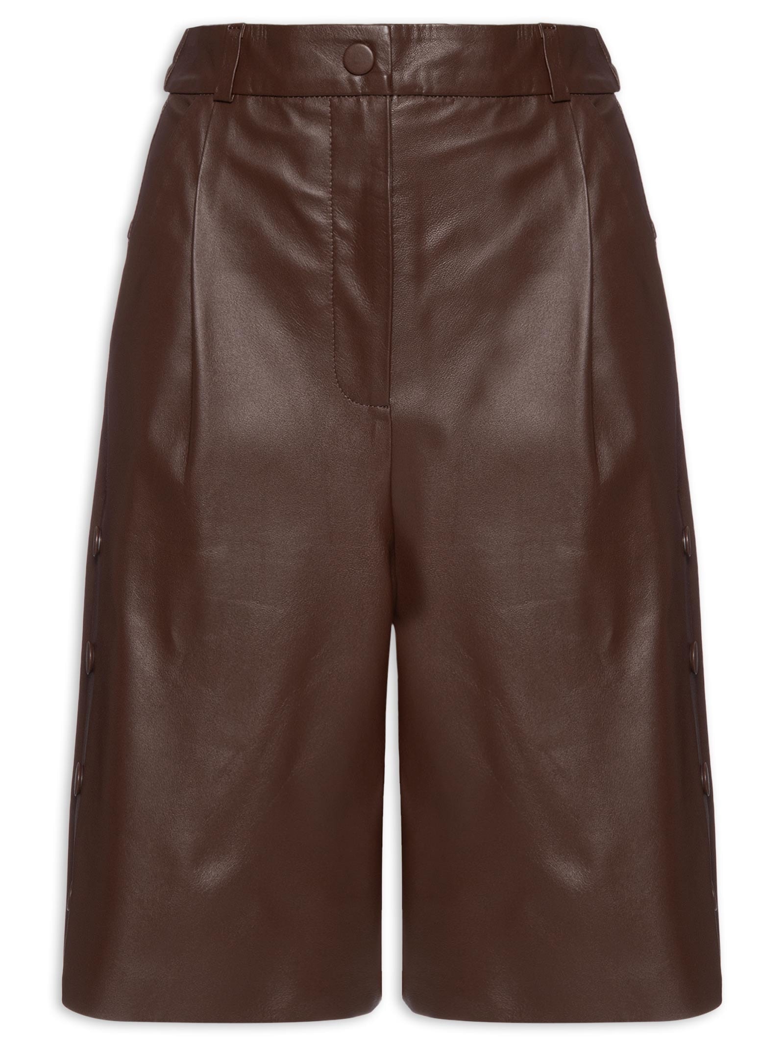 Bermuda Feminina Jolene Couro Marrom Le Lis